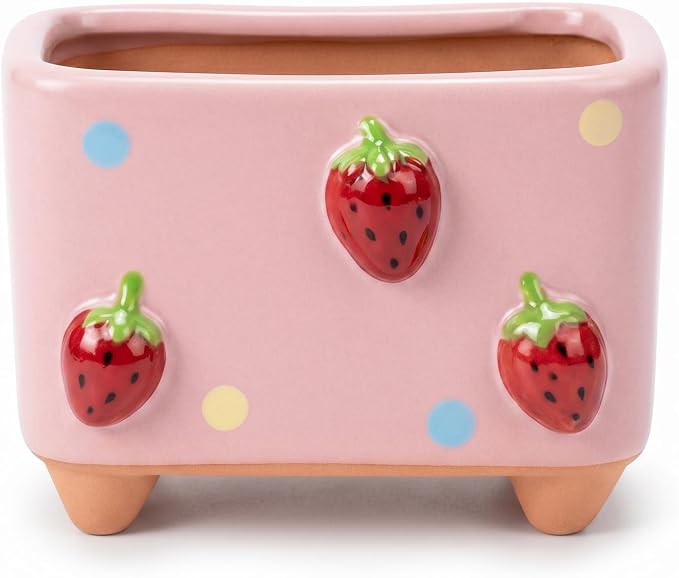 Ceramic Strawberry Pen Pencil Holder Cute Pen Holder for Desk Decoration Accessories Strawberry Decor Office School Ideal Gifts