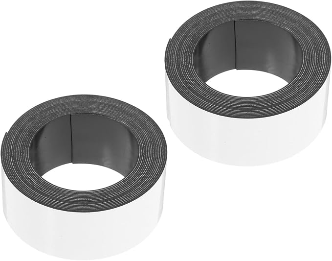 Dry Erase Label Strips 2 White Rubber Pet Magnetic 2 Rolls | Writable Cut-to-size Strips, Refrigerator and Kitchen Use, Teaching Setups, Modern Reusable Organizer