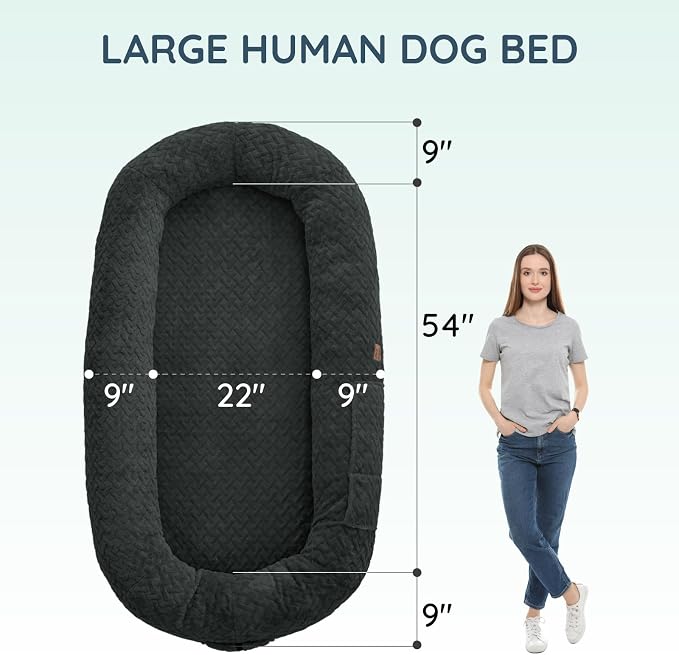 ChiXnuggle Faux Fur Washable Human Dog Bed Cover（Only Human Dog Bed） | 72*40*10,removable replace cover,soft fur,non-slip bottom,dark grey