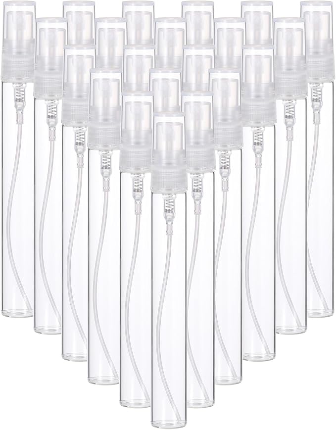 PATIKIL 10ml Glass Mini Perfume Sample Bottles, 36 Pcs Fine Mist Refillable Empty Mini Spray Bottle Fragrance Sample Bottles Sprayer for Perfume Travel Liquid Essential Oil, Clear