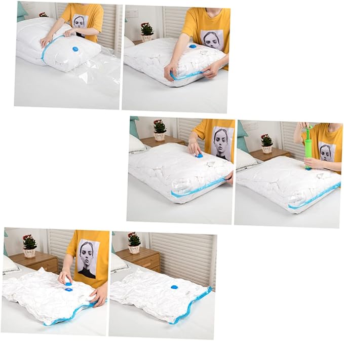 5pcs Vacuum Sealer Bags Storage Bag Space Saver for Bedding Quilts Duvets Pillows