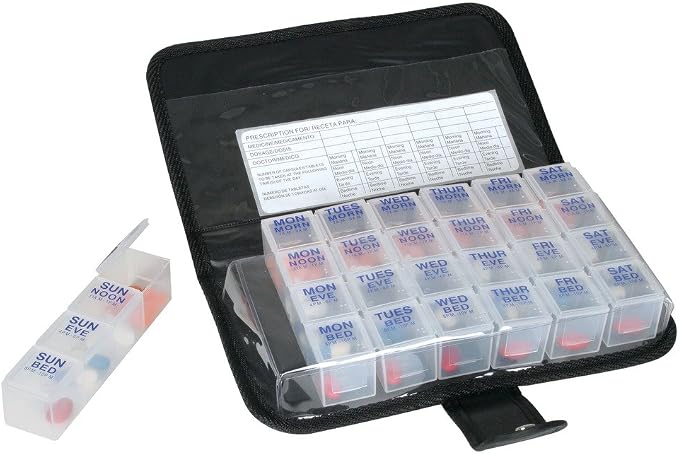 EZY DOSE One-Day-At-A-Time Pill Case, Medicine Planner, Vitamin Organizer Box, Includes Large Carrying Case, Travel Friendly, Easy to Use, Clear, BPA Free
