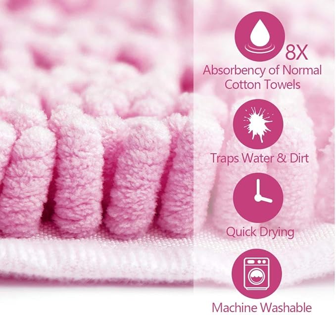 Dog Towel - Microfiber Super Shammy with Hand Pockets, Ultra Absorbent Quick Dry Pet Bath Towels for Small, Medium, Large Dogs and Cats (Medium, 24'' x 14'', Pink)