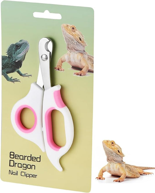 KEUYE Bearded Dragon Nail Clippers,Stainless Steel Bearded Dragon Toe Nail Clippers with Precise Angled Edges (Pinky White)