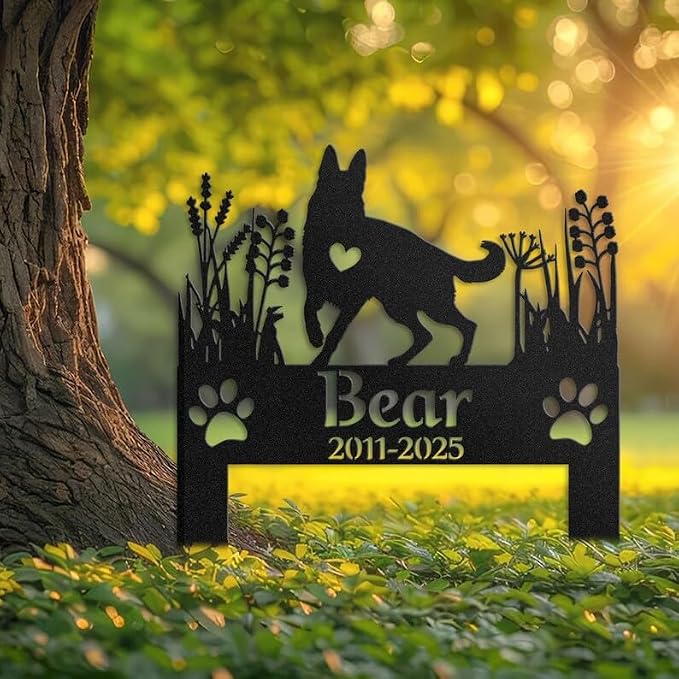 Personalized German Shepherd Memorial Stake, Outdoor Metal Pet Tribute | Pet Memorial Gifts for Dogs, Grave Marker, Grave Decorations for Cemetery, Dog Dad Gifts, Back Yard, Garden Decor
