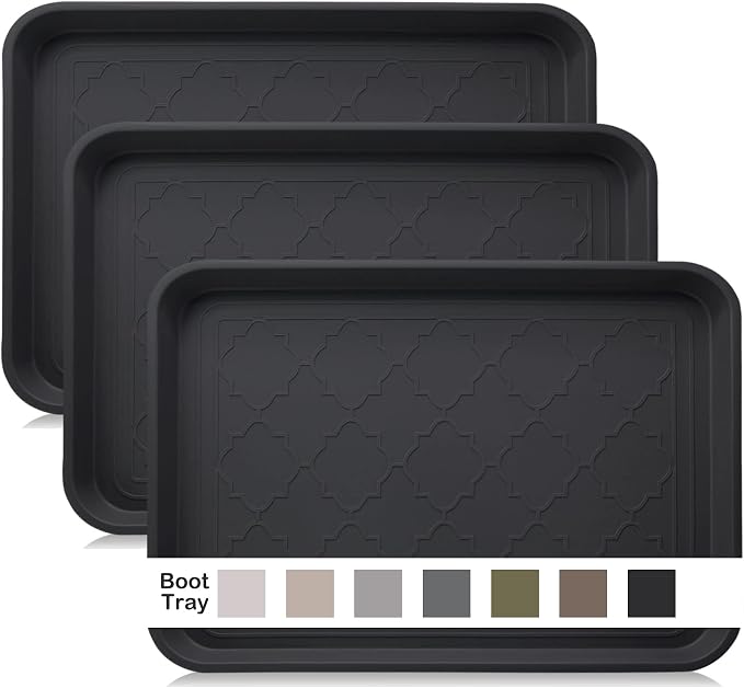 Boot Tray for Entryway Indoor, Heavy Duty Shoe Mat Tray 3 Packs, 16.7"x12.8" Waterproof Shoe Trays