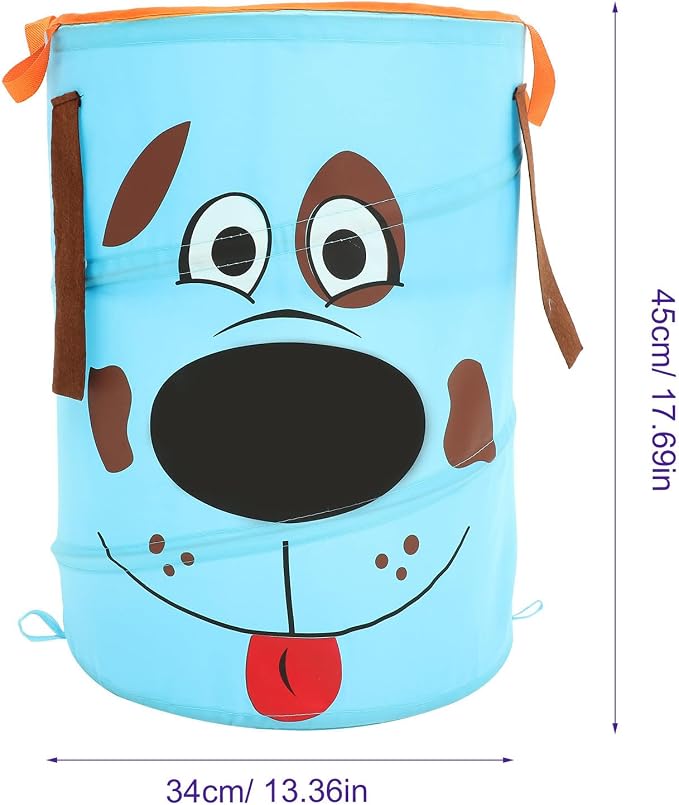 GALPADA Large Capacity Foldable Fabric Storage Bucket with Two Comfortable Handles, Easy to Carry Portable Bin Organizer for Nursery Room and Bedroom, Light Blue Pet Storage Basket