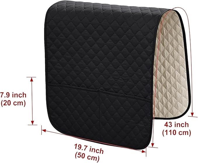 Armrest Covers Arm for Chairs Couch Sofa Armchair Slipcovers Recliner Organizer Non-Slip Chair Bedside Storage Caddy Holder 2 Pockets Magazines Waterproof(Black)