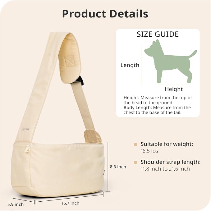 ONECUTE Dog Sling Carrier 15 lbs, Small Dog Carrier Sling for Cat & Puppies | Suitable For Carrying Pet 3-10lbs, Spacious Space So Pets Will Not Be Crowded, Adjustable Shoulder Straps And Breathable Mesh