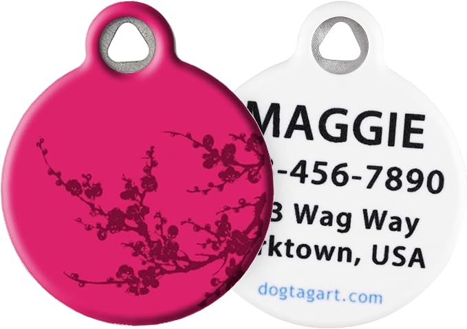 Lupine Pattern Plum Blossom Custom Pet ID Tag for Dogs and Cats (Large) Lupine Brand Matching Tag, Complements Lupine Leash and Collar Patterns, Customizable Dog Tags