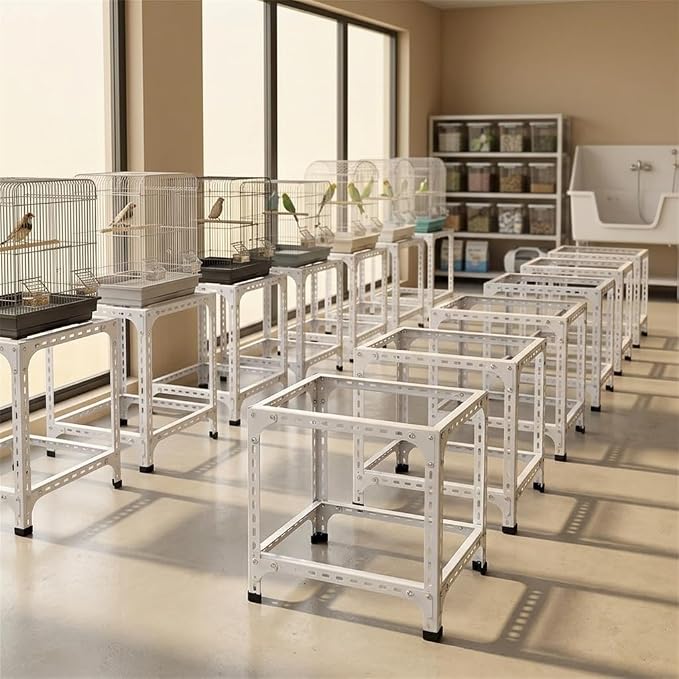 Cage Stand with Shelf, White Multi-functional Storage Rack for Bird Cages , 60cm*40cm Height 30cm