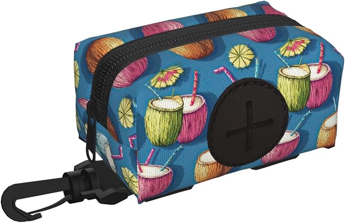 Coconut Drinks Pet Waste Bag Dispenser 0.2L | Portable Dog Poop Holder Waste Bag With Zipper Park Doggy Walking Accessory