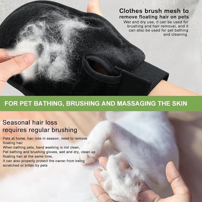 Pet Grooming Gloves for Dogs & Cats – Double Sided Deshedding Glove, Hair Remover & Massage Brush for Shedding Fur (Light Blue)
