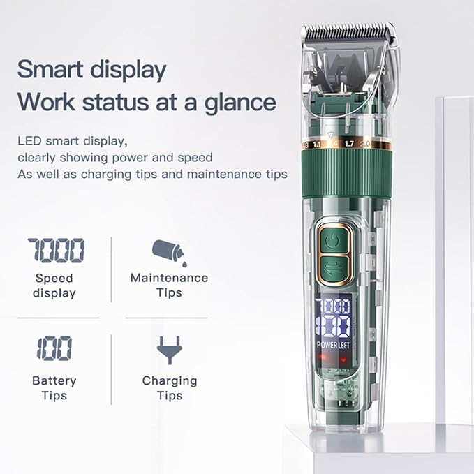 Dog Hair Clippers,Dog Grooming Clippers Kit with Led Display,Pet Clippers Grooming for Dogs Thick Coats,Low Noise Heavy Duty Pet Hair Shaver Trimmers (Green)