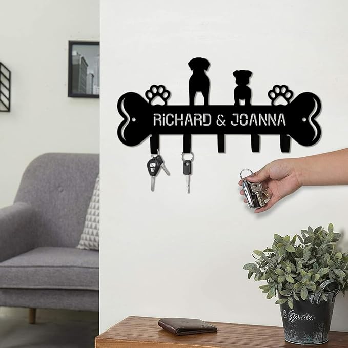 Personalized Dog Leash Holder for Wall, Custom 3D Dog Butt Leash Holder with Name, Hooks for Leashes, Keys, Collars, Christmas Birthdays Housewarming Gift for Pet Lovers (Style-7)