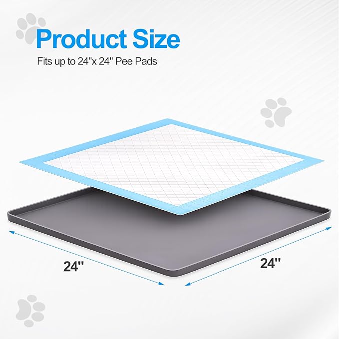 Dog Pee Pad Holder, Portable Leak-Proof Silicone Tray for Indoor Training | Fits Up to 24" x 24" Puppy Pads for Dogs, Easy to Clean Potty Mat for Floor Protection