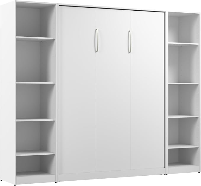 Bestar Full Murphy Bed with Closet Organizer, White, Claremont, 99W | Closet Organizers; supports up to 1000 lb; min. ceiling height 83 in.; dual piston mechanism; 10-year warranty