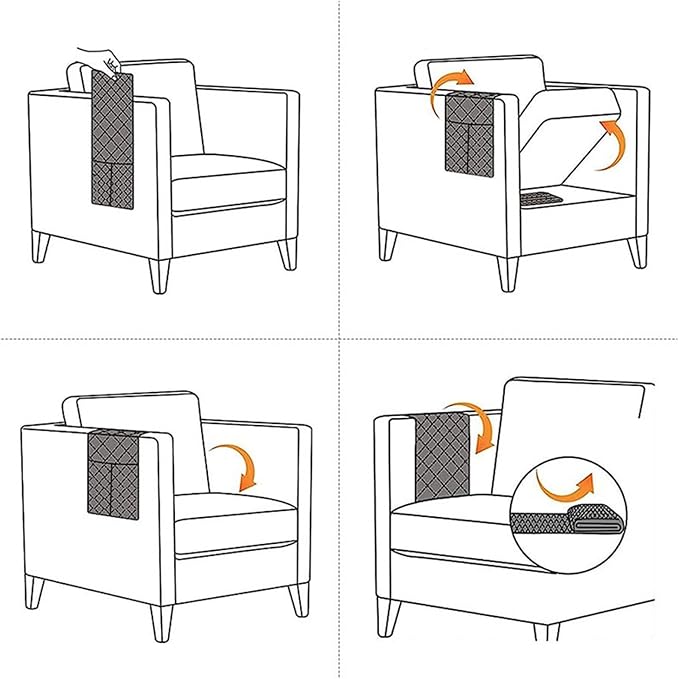 Anti-Slip Arm Rest Covers for Sofa Organizer Polyester Pongee Waterproof Couch Arm Covers with Side Pocket Arm Chair Covers, Arm Chair Bedside Storage(Dark Gray)