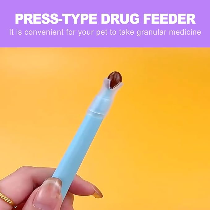 Pet Pill Pusher with 2 Soft Silicone Tips for Dogs & Cats, Oral Medicine Feeder Syringe, Tablet and Capsule Dispenser for Easy Medication Administration for Small Pets