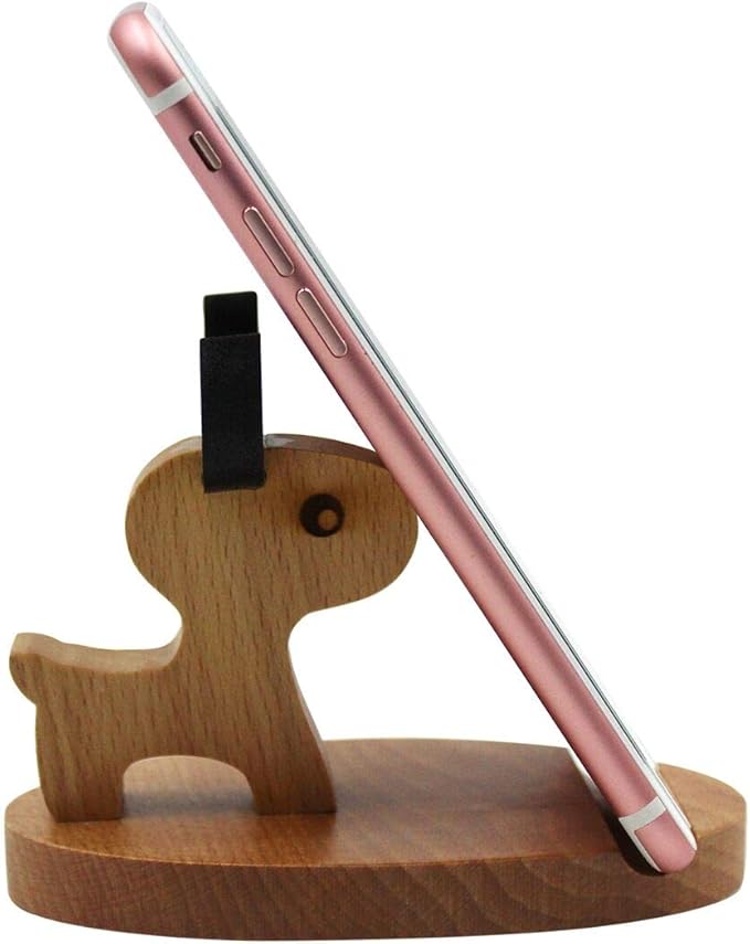 Cute Deer Cell Phone Holder Stand Wooden Smartphone Desk Holder for All Mobile Phones Animal Phone Stand Desk Ornament
