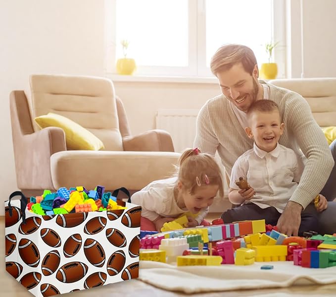 Rectangular Football Baskets Kids Storage Bins Baby Boy Basket Kids Toy Storage Bin Organizer Box Football Room Decor for Home(Football Basket)