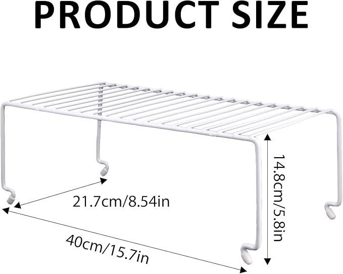 6-Pack Large (15.7x8.54inch) Multi-Level Organizer Rack, Kitchen Shelves for Spice Organization for Cabinet, Pantry Organizers and Storage, Wire Extra Shelf, Desk Organizer, Stackable, White