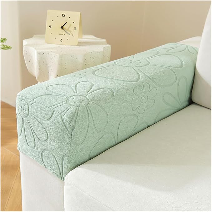 Sofa Arm Covers Set of 2 Squared, Non-Slip Arm Covers Protector for Dogs, Cats, Pets, Couch Armchair (C Green)