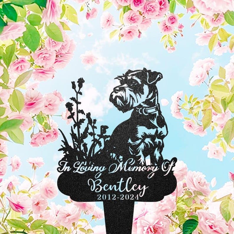 Personalized Miniature Schnauzer Dog Memorial Garden Stake, Sympathy Gift | Pet Memorial Gifts for Dogs, Grave Marker, Grave Decorations for Cemetery, Dog Dad Gifts, Back Yard, Garden Decor