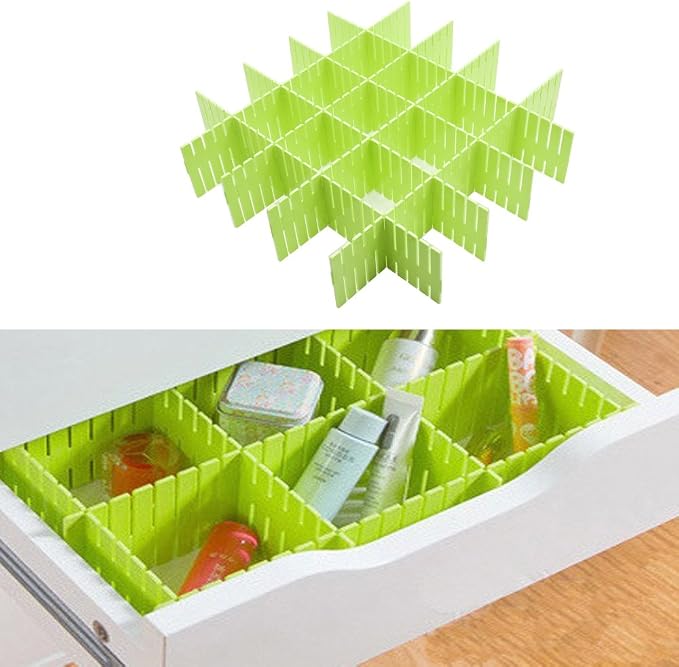 8pcs DIY Plastic Drawer Organizer Adjustable Drawer Dividers for Home Tidy Closet, Socks, Underwear, Office School Supplies, Kitchen Utensil Tools (Green)