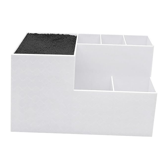 Haircut Tool Holder Hairdressing Tool Storage Box Salon Shear Organizer Hair Stylist Holder with Thickened Hygienic Sponge And Non Slip Base Suitable, white