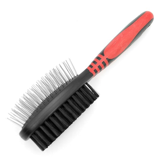 Jeffers Pet 2 Sided Pin Brush - Grooming Tool for Dogs, Cats, Small Animals, Pin Brush for Detangling & Nylon Bristles for Smooth Finish, Ergonomic Handle, Perfect for Medium to Long Coats