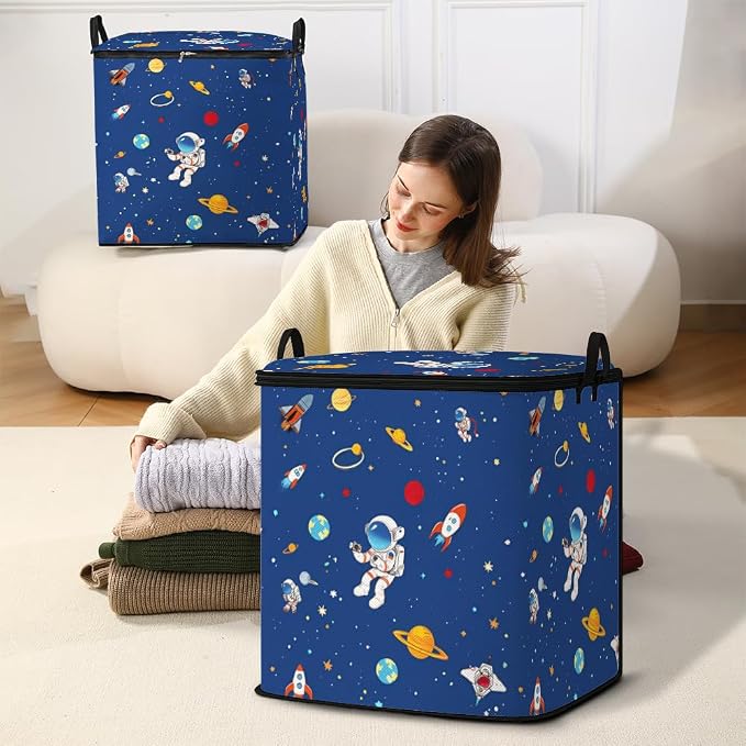 2pcs blanket storage bag for under bed,closet organizers 95L | clothing sweater sheet bedding comforter duvet quilt pillow toy storage bags with lids,dorm room essentials for containers
