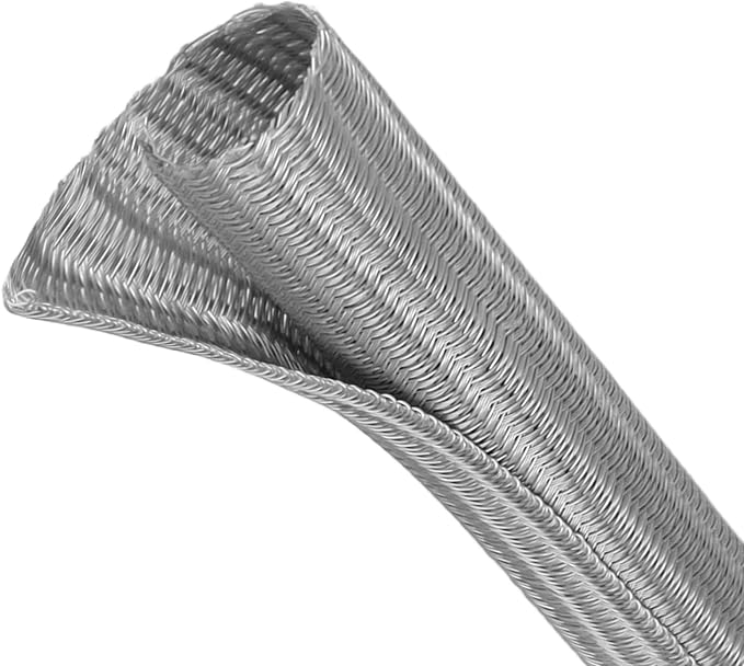 Split Wire Loom Tubing, Cable Protector Sleeve, Braided Cable Management for TV/Computer/Home Theater/Engine Bay, Cord Protectors from Pets No Chew (Grey, 1"-25ft)