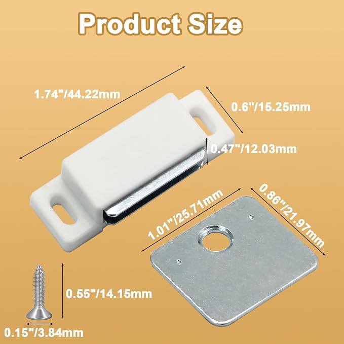 6Pcs Cabinet Door Magnets Catch, White | Magnetic Shutter Hardware, Drawer Latch, For Closure Cupboard Closet Bathroom