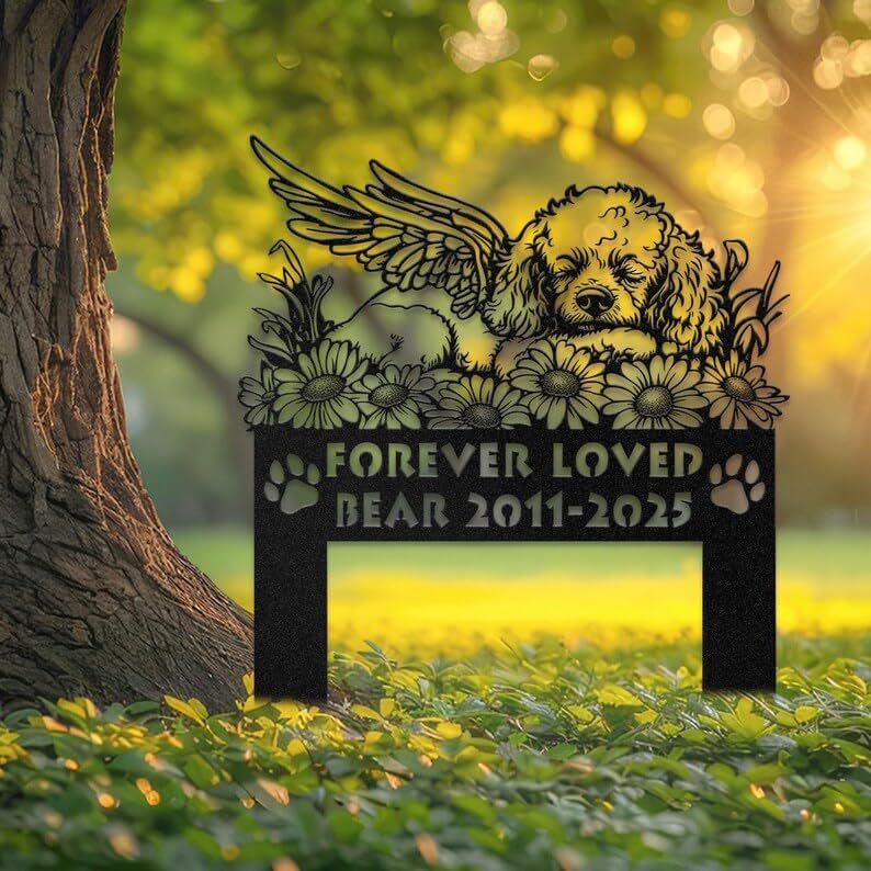 Custom Poodle Dog Memorial Stake, Pet Loss Gift, Garden Tribute | Pet Memorial Gifts for Dogs, Grave Marker, Grave Decorations for Cemetery, Dog Dad Gifts, Back Yard, Garden Decor
