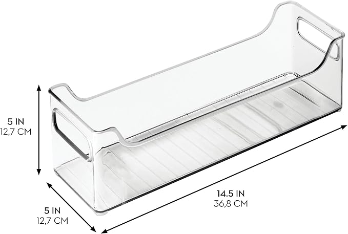 InterDesign iDesign Stackable Plastic Pantry Bin with Handles for Cabinets or Fridge, Set of 2, Clear, Made in USA (Pack of 2)