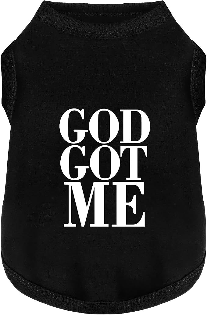 Discover Cozy Cotton Canine Wear: Breathable Soft, and Lightweight Dog Shirt Vest with Eye-Catching Graphics(GOD GOT ME), Keeping Your Furry Friend Warm and Comfy! Black S