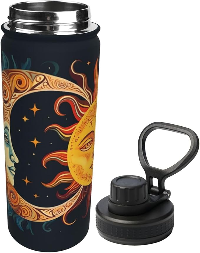 Sun Moon and Stars Water Bottle,18oz Sports Insulated Kettle for Women Men, Suitable as a Present