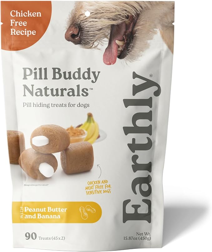 Presidio Earthly Pill Buddy Naturals - PB & Banana Recipe Pill Hiding Treats for Dogs - Make A Perfect Pill Concealing Pocket Or Pouch for Any Size Medication - 90 Servings