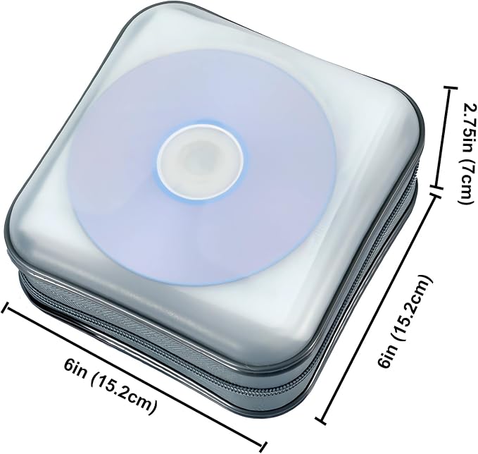 CD Case, 40 Capacity CD DVD Case Wallet Holder Portable Disc VCD Heavy Duty Binder Storage Organizer (White)