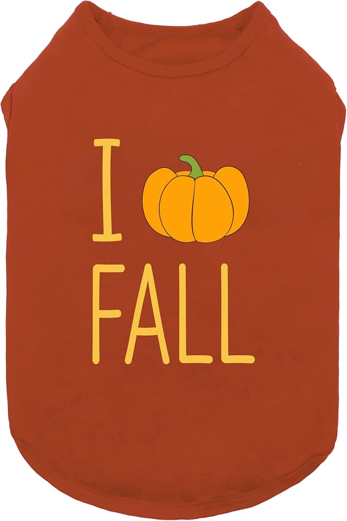 Fitwarm I Love Fall Dog Shirt, Thanksgiving Outfit for Small Dogs Boy Girl, Pet Clothes, Brown, Orange, Yellow, Small