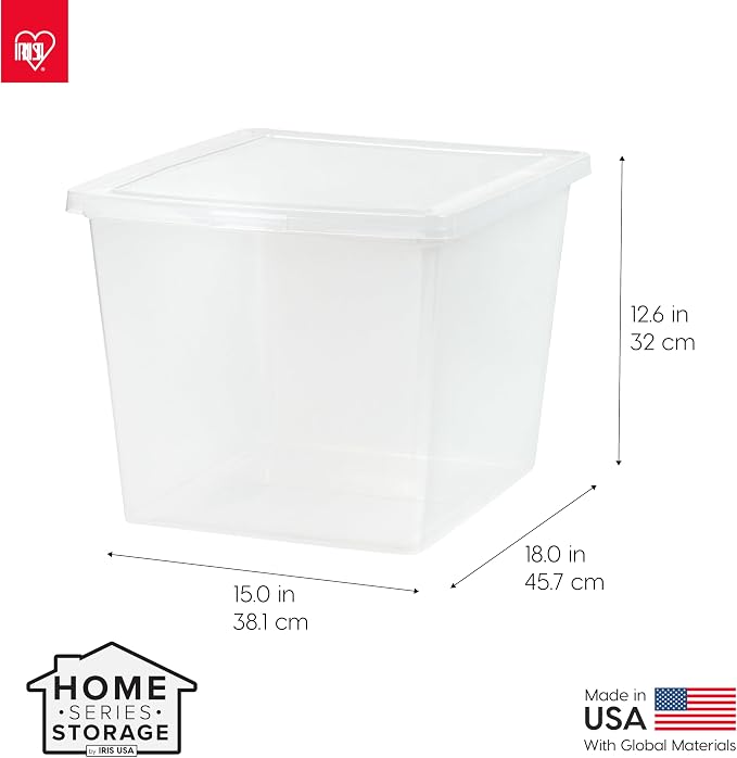 IRIS USA 4-Pack 36 Qt Storage Bins with Lids, Clear, Stackable | Great for clothing, linens, closets and home organization, nestable design, transparent design makes contents easy to find