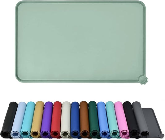Reopet Waterproof Pet Feeding Mat, Non-Slip Silicone Placemats for Dog Cat Food and Water Bowl, High Raised Edges to Prevent Spills and Protect Floors