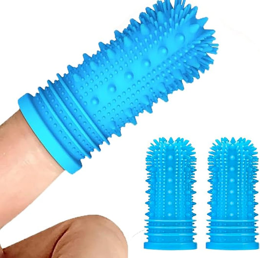 Pet Republique 360 Degree Finger Toothbrush for Dogs and Cats – Full Surround Silicone Bristles (3-Count & 1-Storage Case)