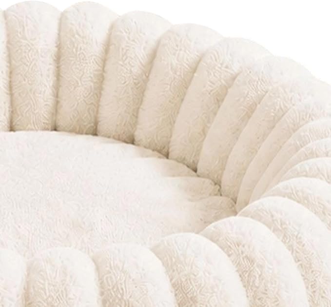 Round Dog Bed Raised Edge Soft Warm Plush Sleeping Mattress | Dog Donut Bed for Puppy Senior Kitten Indoor Outdoor Floor Bedside Kennel Couch Travel Car Home