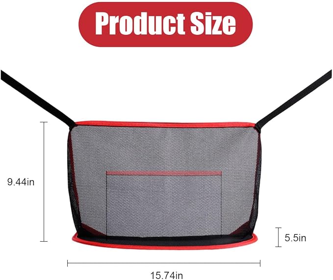 ZIMISI Car Net Pocket Handbag Holder, Auto Storage Organizer Between Front Seats, Large Capacity Vehicle Driver Storage Netting Pouch, Pet/Kids Car Barrier Accessories for Purse, Document (Red)