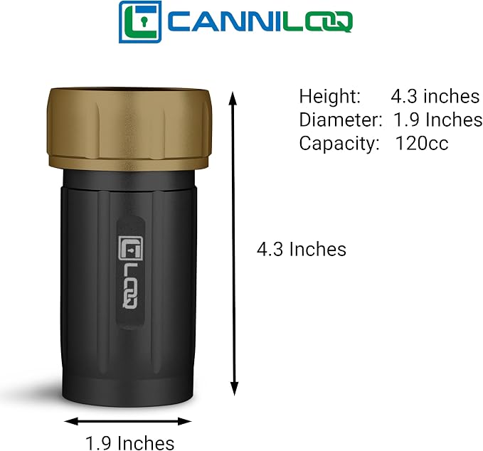 TXD120 Airtight Storage Jar and Smell Proof Container Keeps Herbs Fresh for Months, 120ml, Black Body, Tan Cap