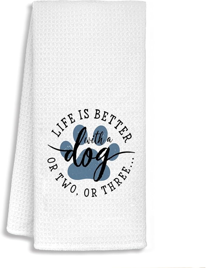 Dog Themed Gifts Kitchen Towels 16'24', Dogs Mom Gifts for Women, Dog Decorations for The Home, House Warming Gift New Home, Paw Prints Kitchen Tea Hand Towels