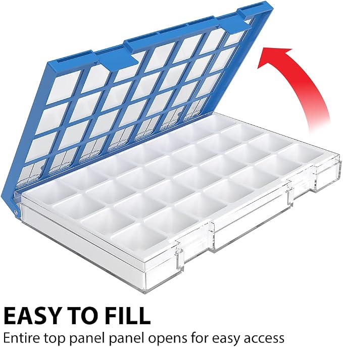 EZY DOSE Weekly AM/PM (7-Day) Daily Practidose Pill Planner, Medicine Case, Vitamin and Supplement Organizer, Large Easy Fill Compartments, 4 Times a Day, 28 Compartments, Clear Lids, Blue, BPA Free