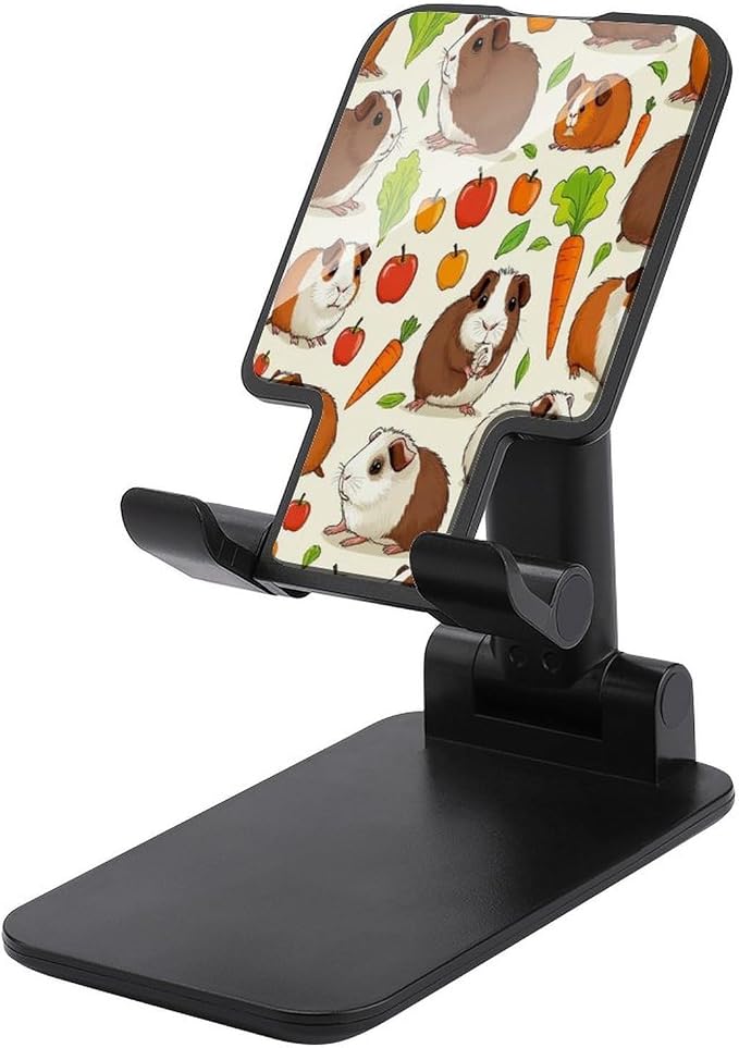 Vegetable Food Cute Guinea Pigs Pets Phone Holder with Non Slip Base | Fashion, Adjustable Height, Mobile Stand, Travel Office, Desk Accessories, Smartphones Tablet